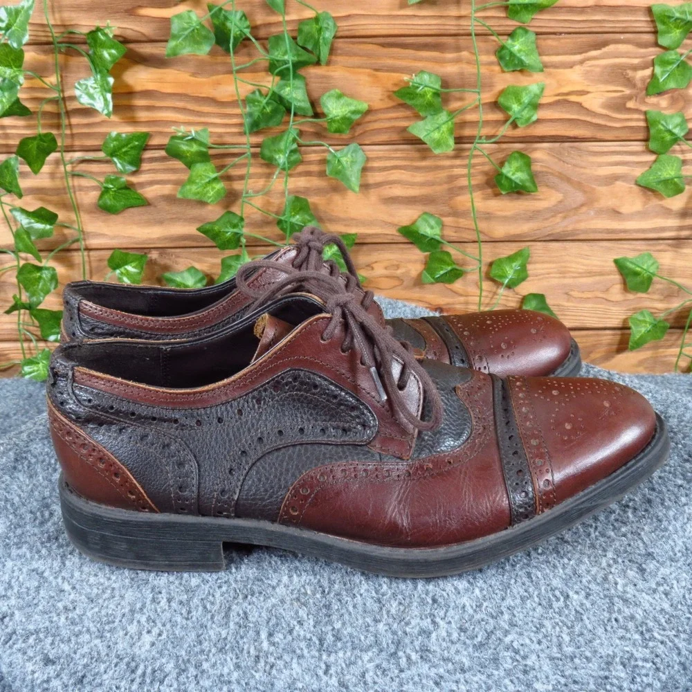 Kenneth Cole Reaction Sew Long Mens Oxford Shoes‎ Size 9 Dress Brown Leather